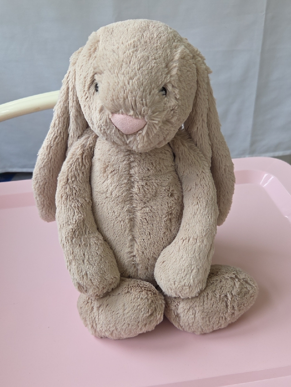 Jellycat Bashful Cream Plush Bunny with Pink Nose